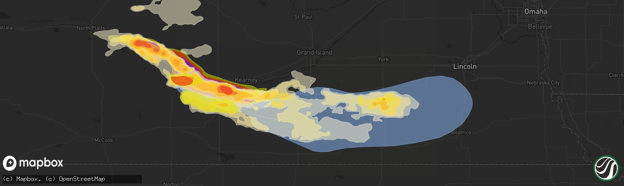 Hail map in Hastings, NE on July 6, 2024