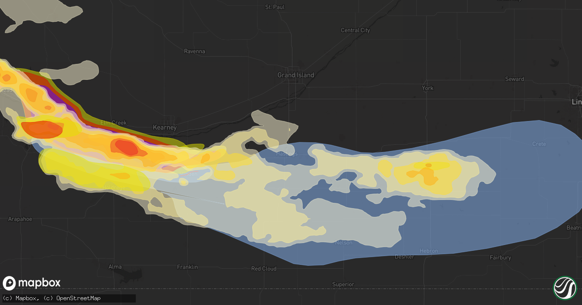 Hail map in Hastings, NE on July 6, 2024