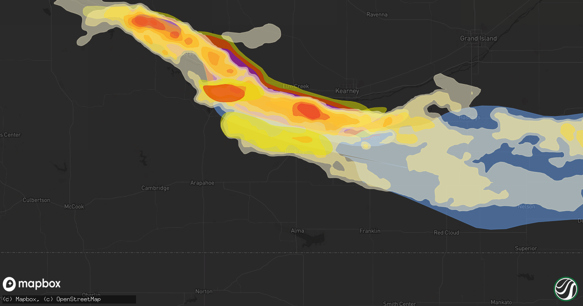 Hail map in Holdrege, NE on July 6, 2024