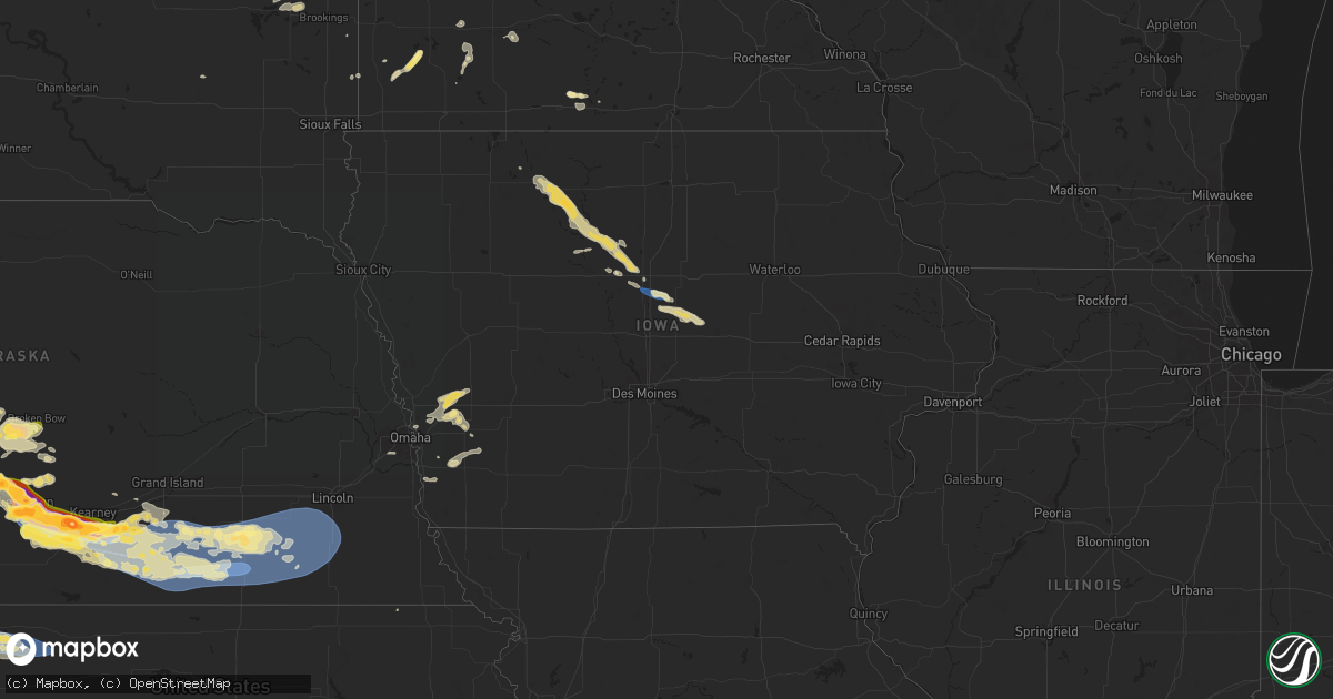 Hail map in Iowa on July 6, 2024