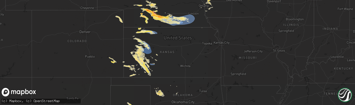 Hail map in Kansas on July 6, 2024