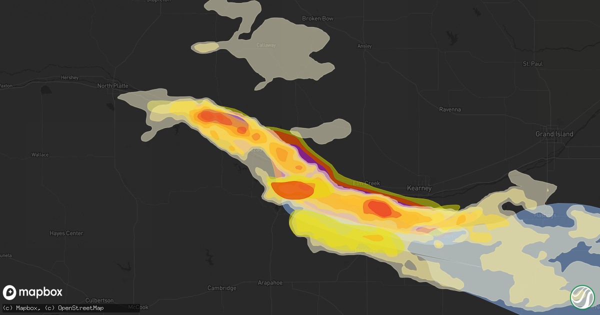 Hail map in Lexington, NE on July 6, 2024