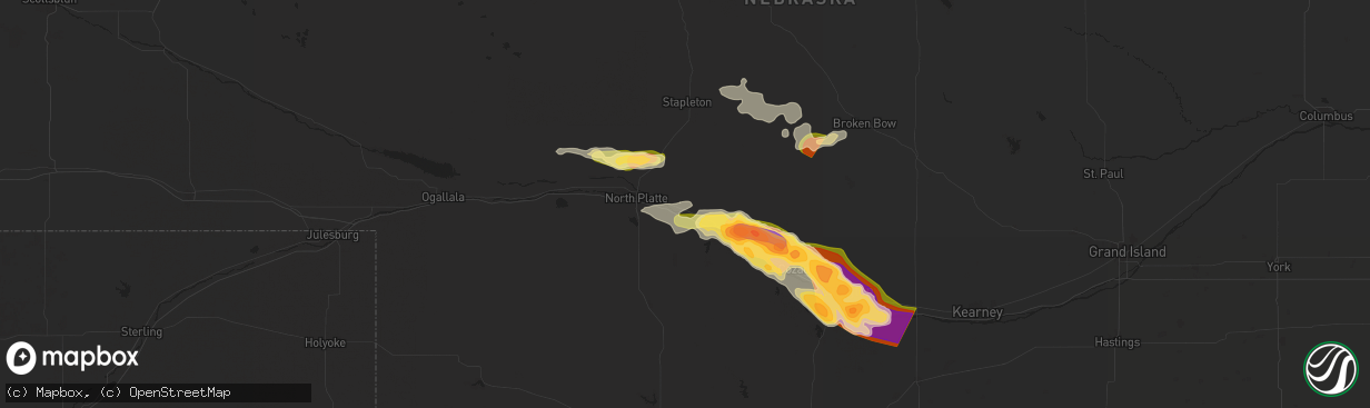 Hail map in Maxwell, NE on July 6, 2024