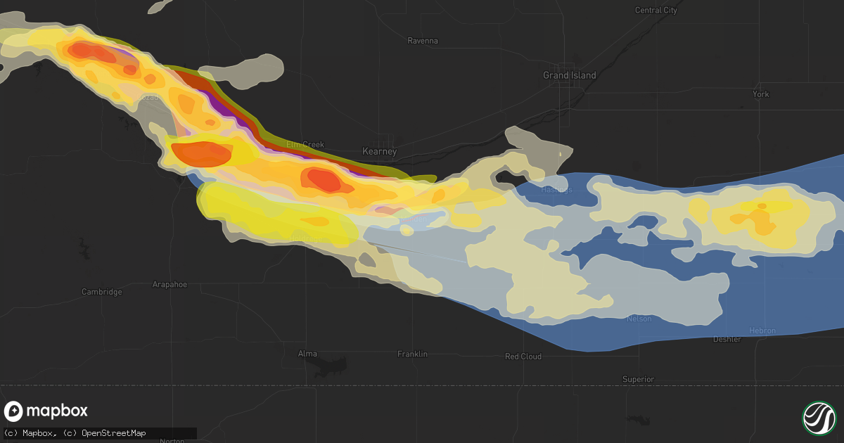 Hail map in Minden, NE on July 6, 2024