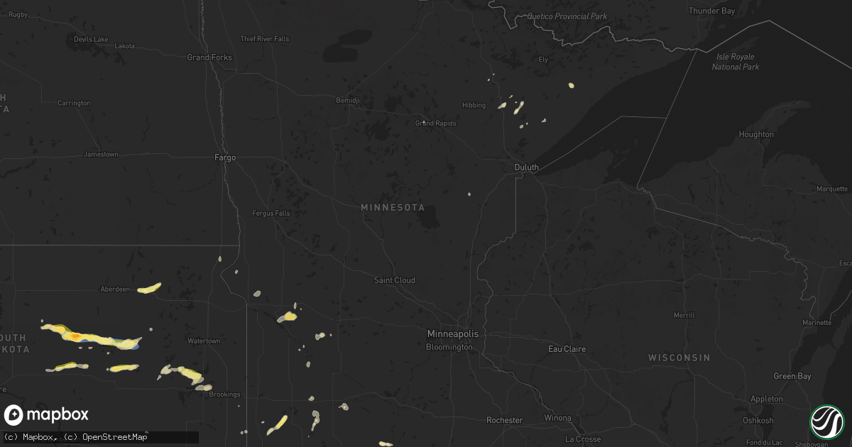 Hail map in Minnesota on July 6, 2024