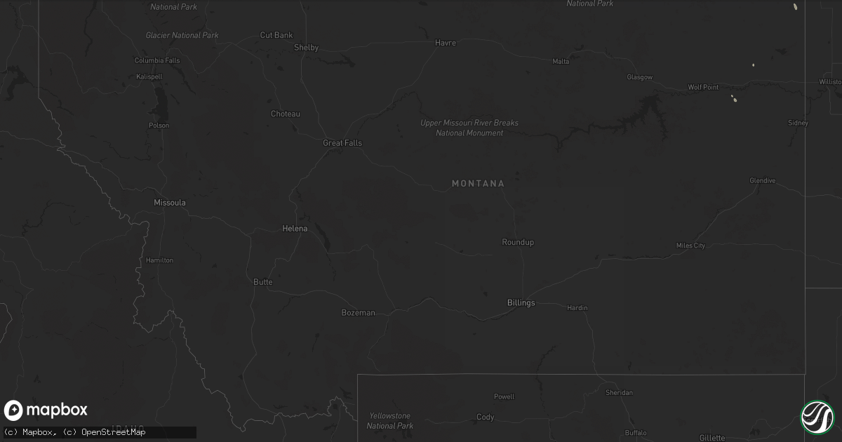 Hail map in Montana on July 6, 2024