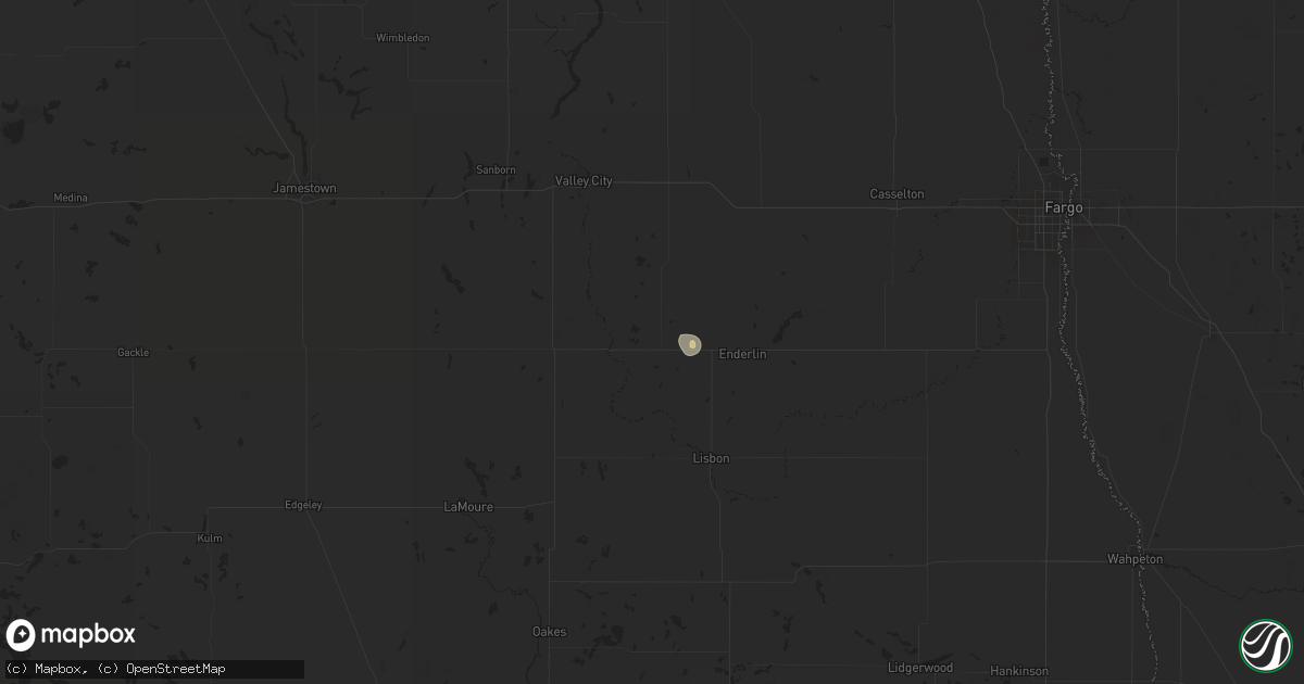 Hail map in Nome, ND on July 6, 2024