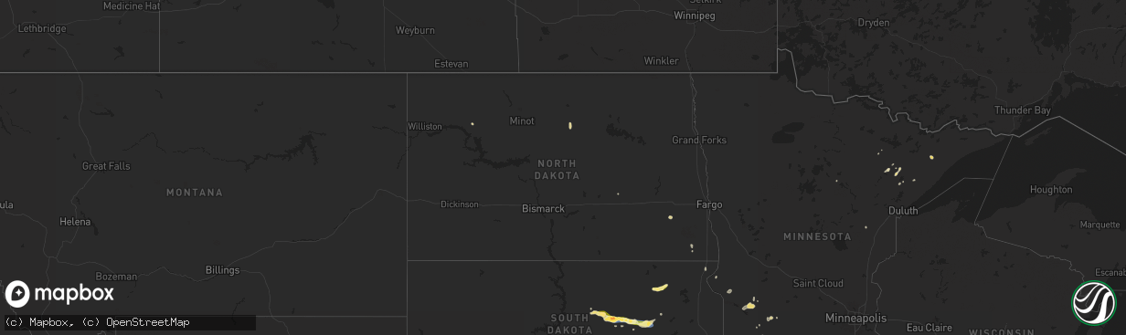 Hail map in North Dakota on July 6, 2024