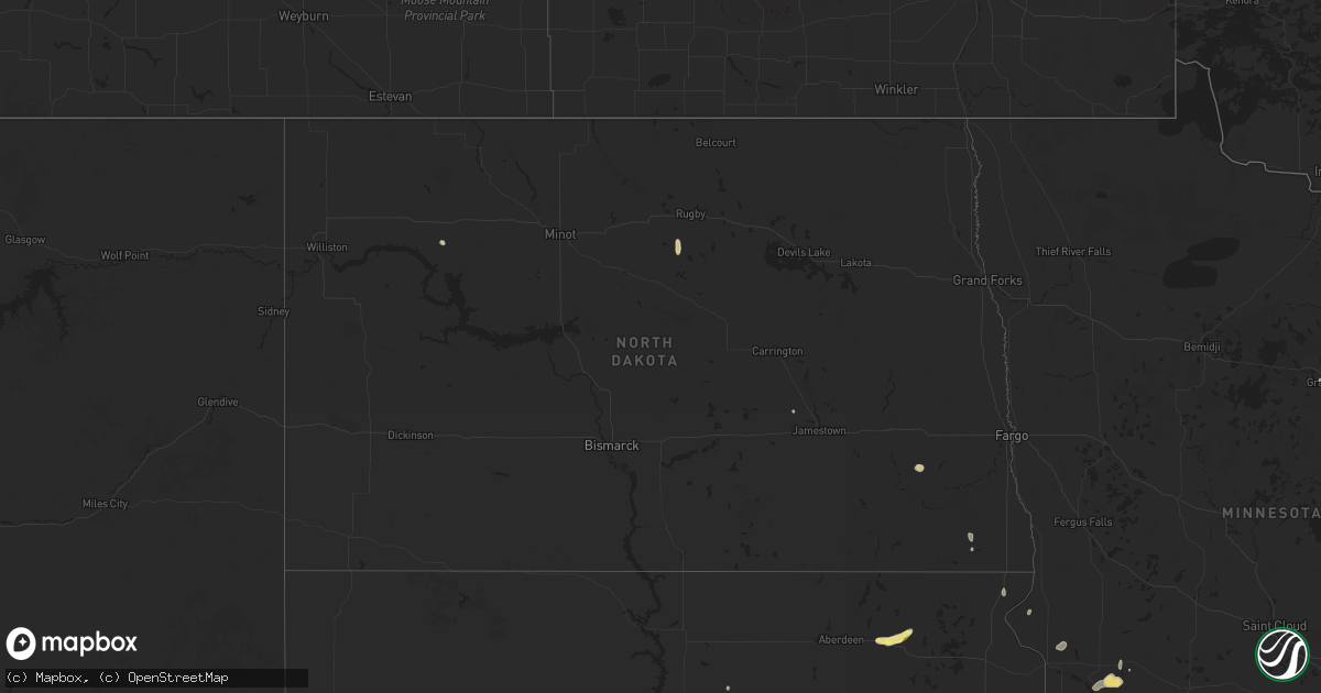 Hail map in North Dakota on July 6, 2024
