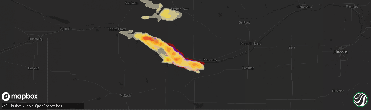 Hail map in Overton, NE on July 6, 2024