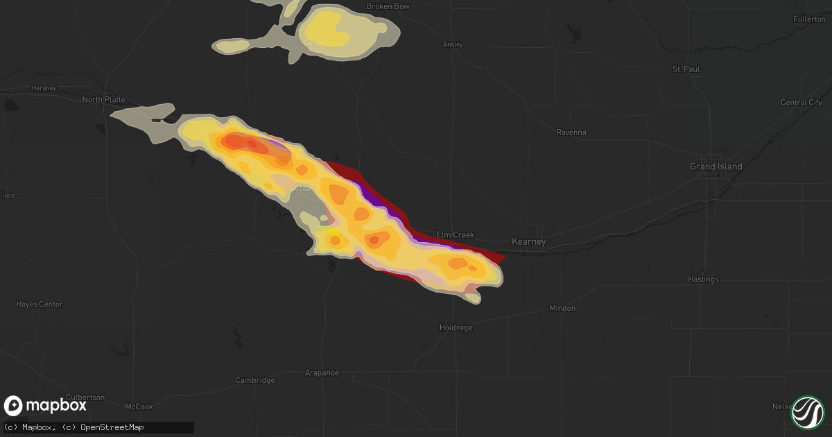 Hail map in Overton, NE on July 6, 2024