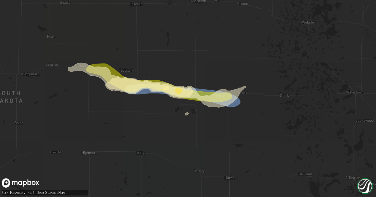 Hail map in Redfield, SD on July 6, 2024
