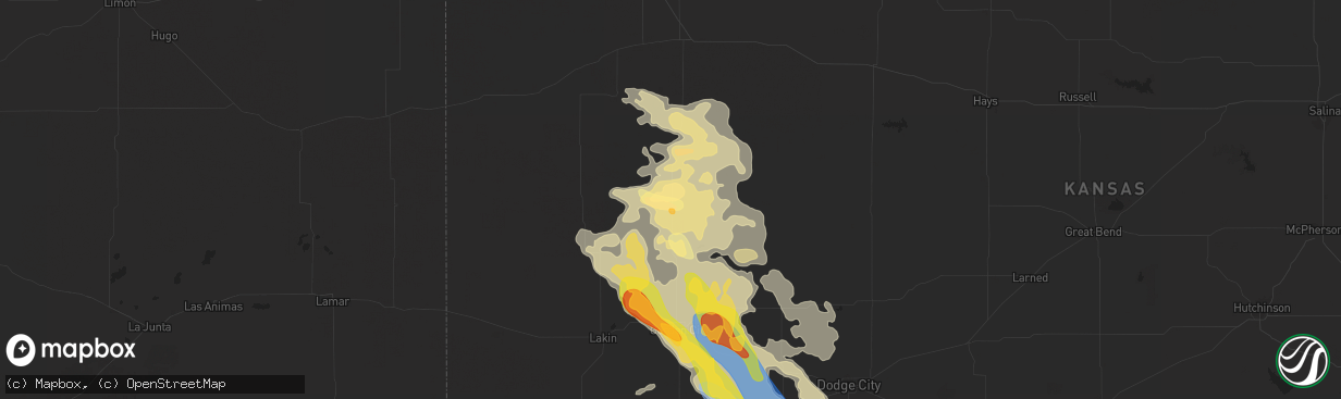 Hail map in Scott City, KS on July 6, 2024