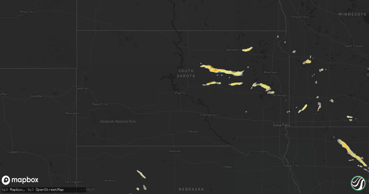 Hail map in South Dakota on July 6, 2024
