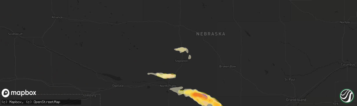 Hail map in Stapleton, NE on July 6, 2024