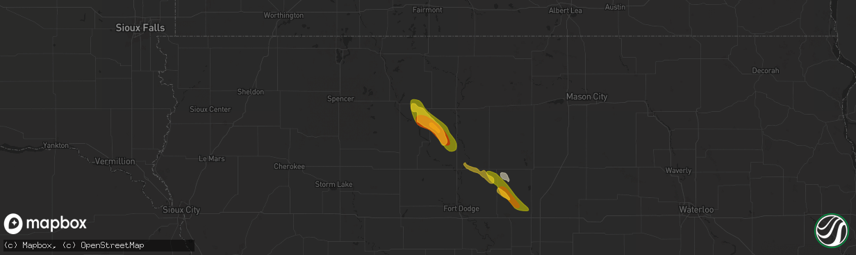 Hail map in West Bend, IA on July 6, 2024