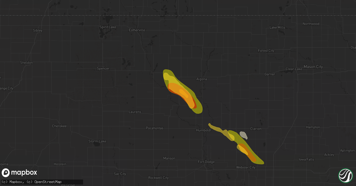Hail map in West Bend, IA on July 6, 2024