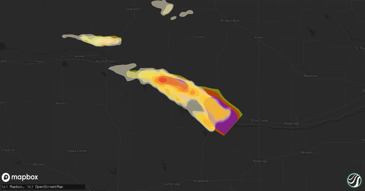 Hail map in Willow Island, NE on July 6, 2024