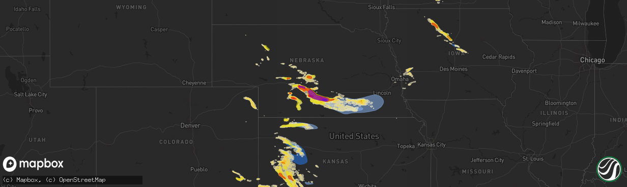 Hail map on July 6, 2024