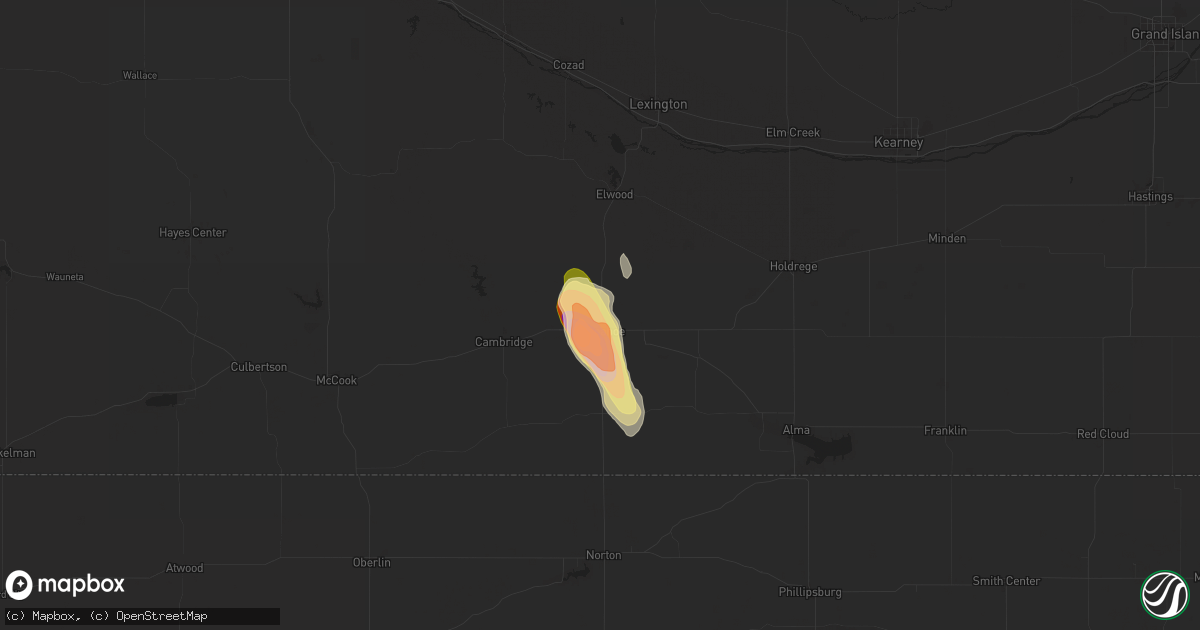 Hail map in Arapahoe, NE on July 6, 2025