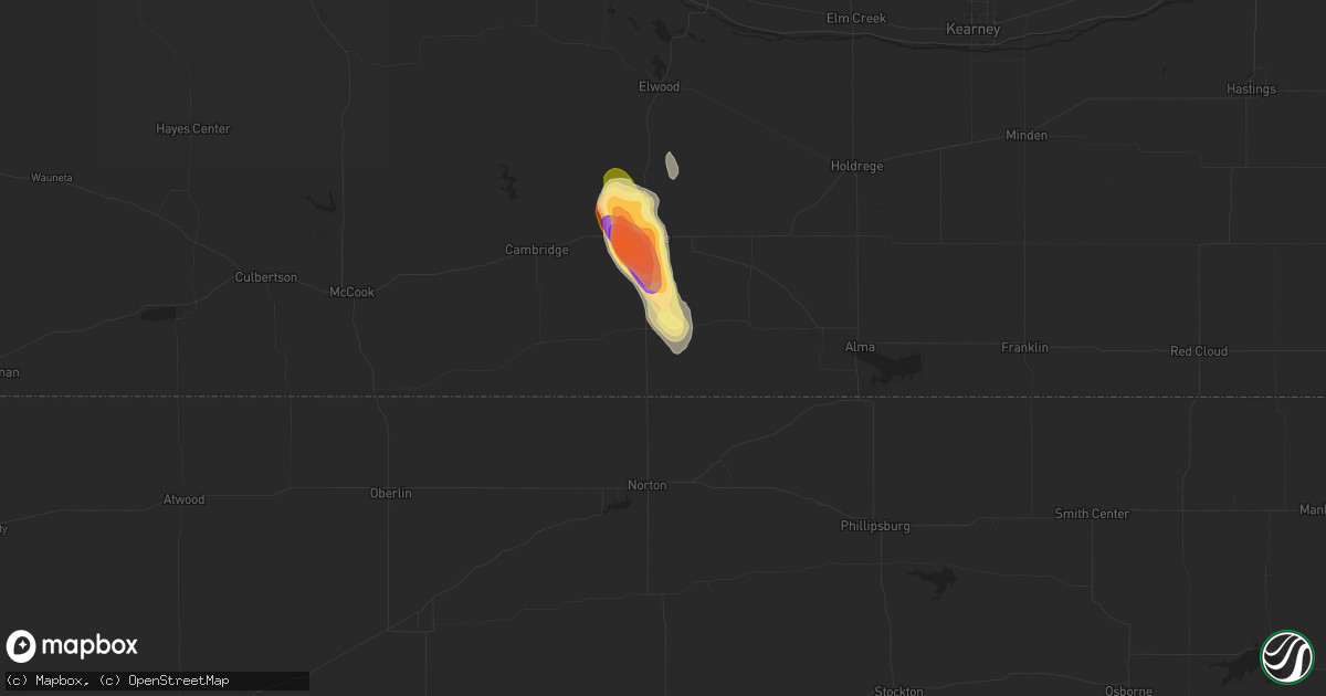 Hail map in Beaver City, NE on July 6, 2025
