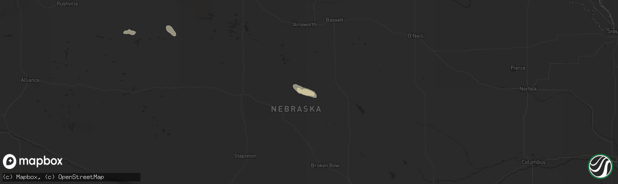Hail map in Brewster, NE on July 6, 2025