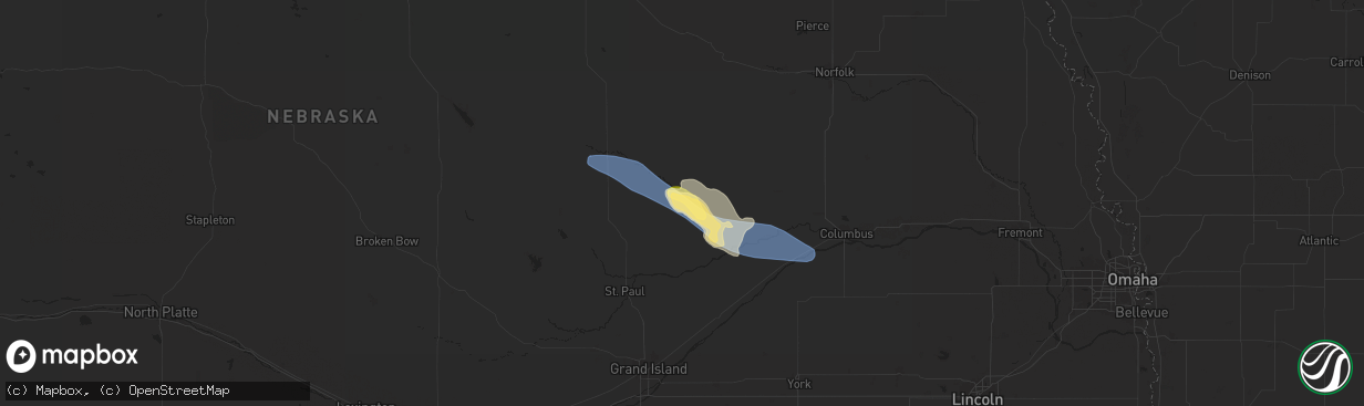 Hail map in Cedar Rapids, NE on July 6, 2025