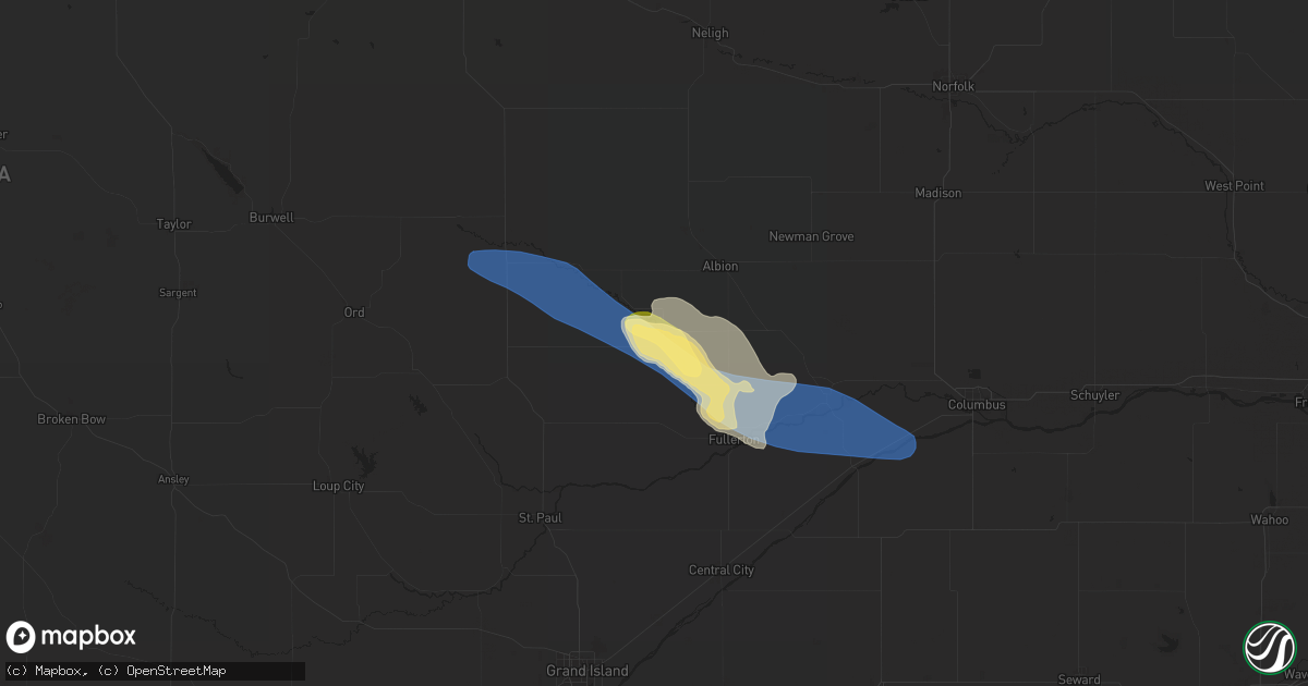 Hail map in Cedar Rapids, NE on July 6, 2025