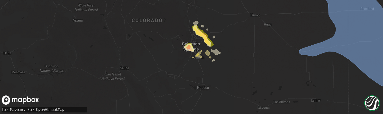 Hail map in Colorado Springs, CO on July 6, 2025