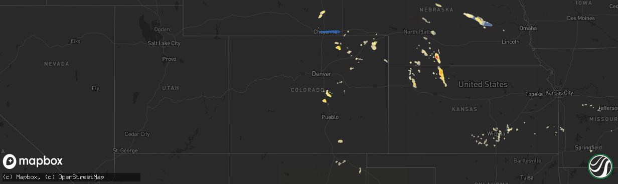 Hail map in Colorado on July 6, 2025