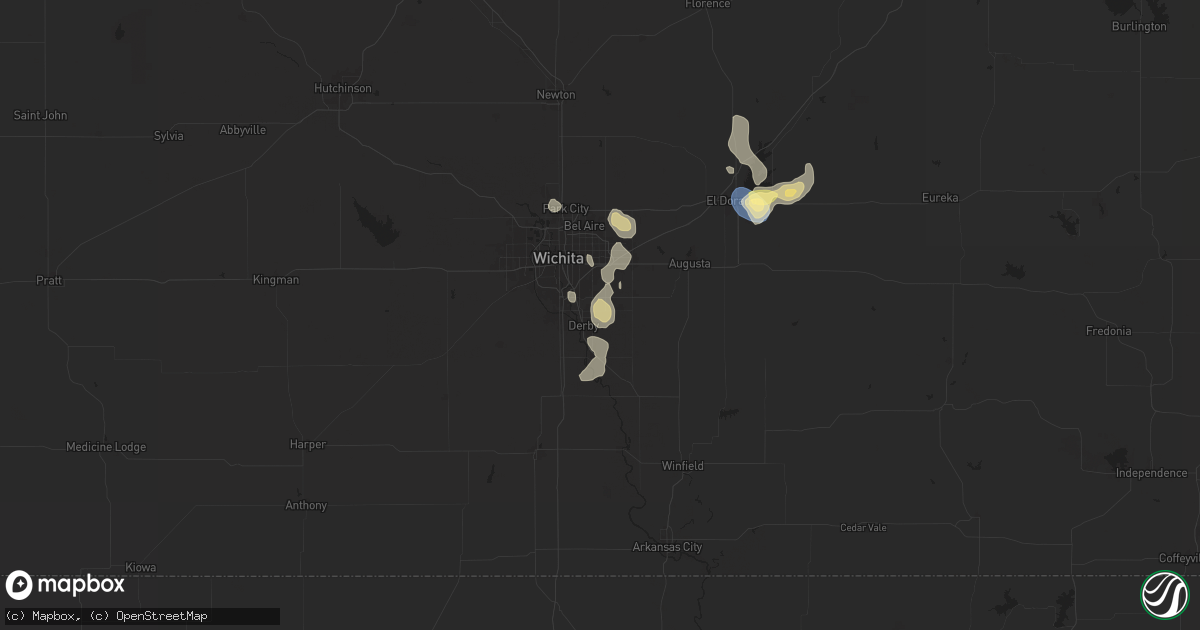 Hail map in Derby, KS on July 6, 2025