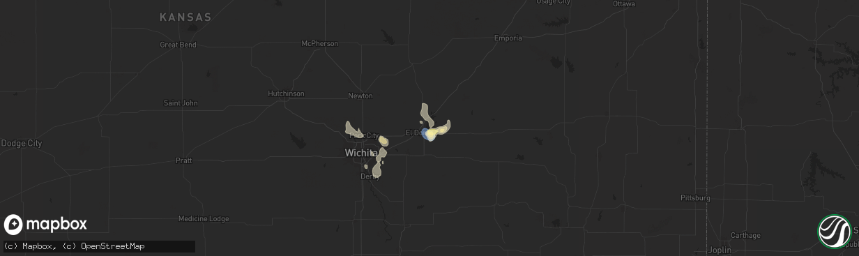 Hail map in El Dorado, KS on July 6, 2025