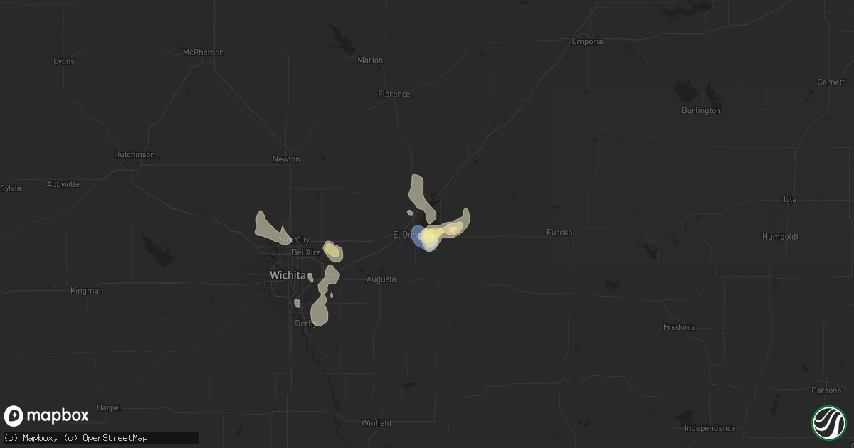Hail map in El Dorado, KS on July 6, 2025