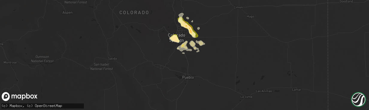 Hail map in Fountain, CO on July 6, 2025