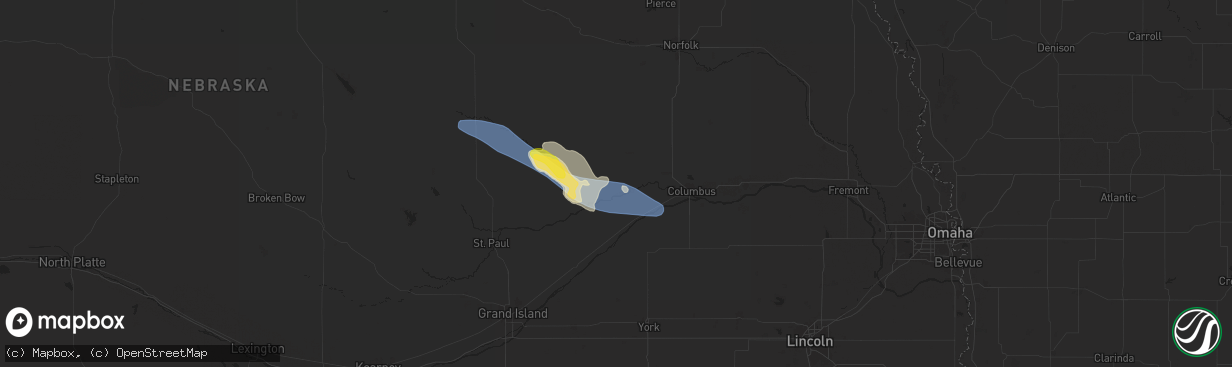 Hail map in Genoa, NE on July 6, 2025