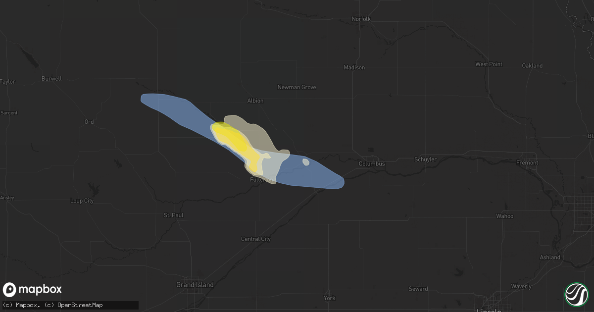 Hail map in Genoa, NE on July 6, 2025