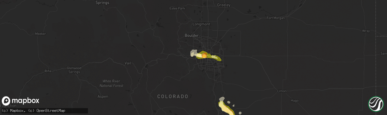 Hail map in Golden, CO on July 6, 2025