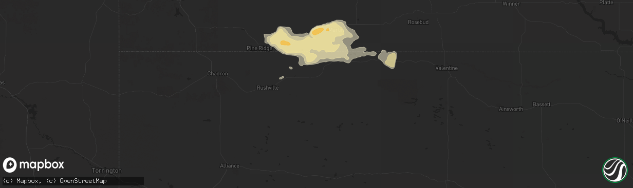 Hail map in Gordon, NE on July 6, 2025