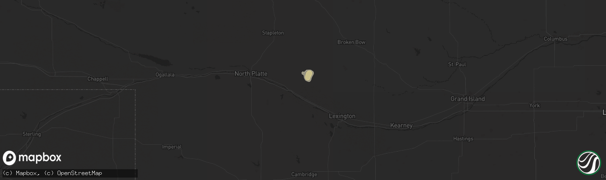 Hail map in Gothenburg, NE on July 6, 2025