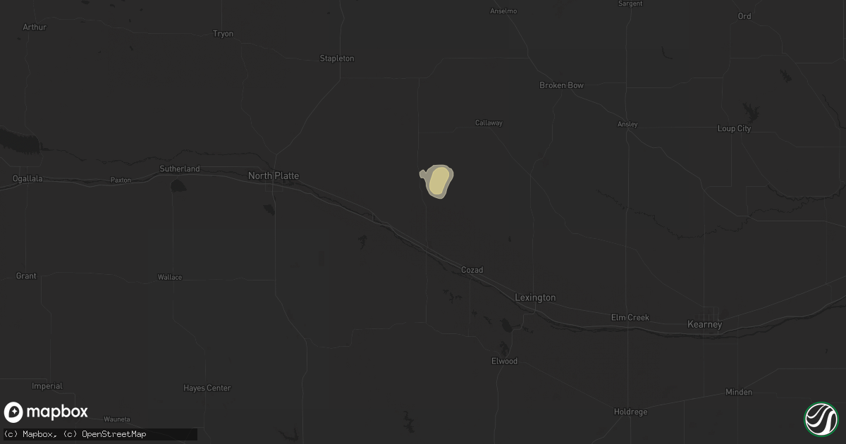 Hail map in Gothenburg, NE on July 6, 2025