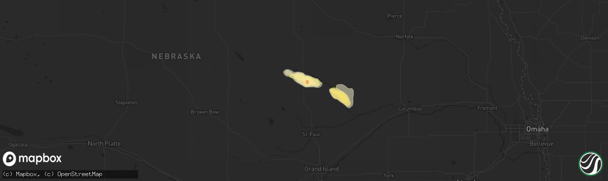 Hail map in Greeley, NE on July 6, 2025
