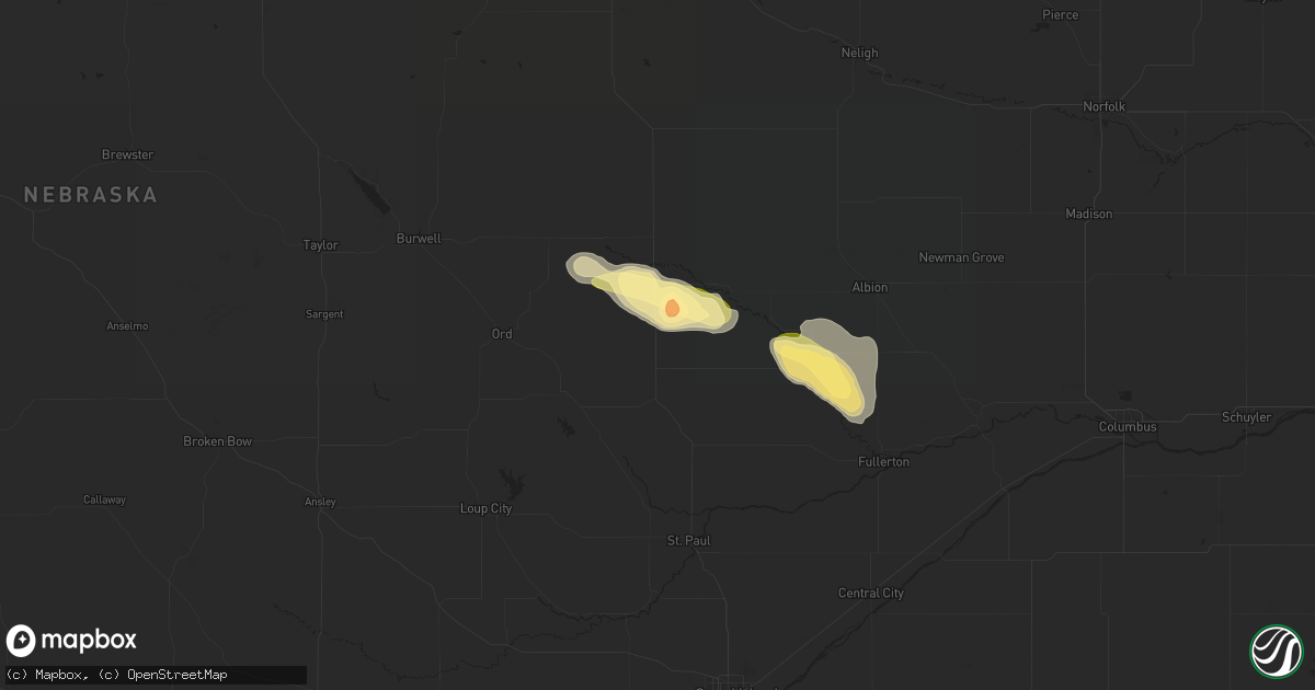 Hail map in Greeley, NE on July 6, 2025