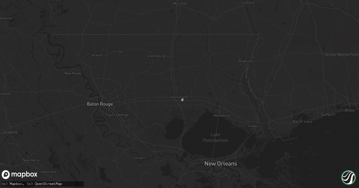Hail map in Hammond, LA on July 6, 2025