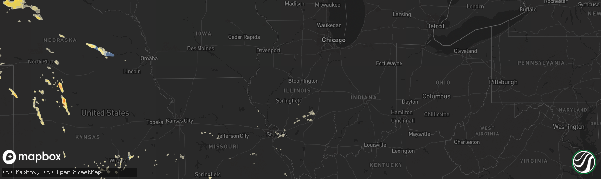 Hail map in Illinois on July 6, 2025