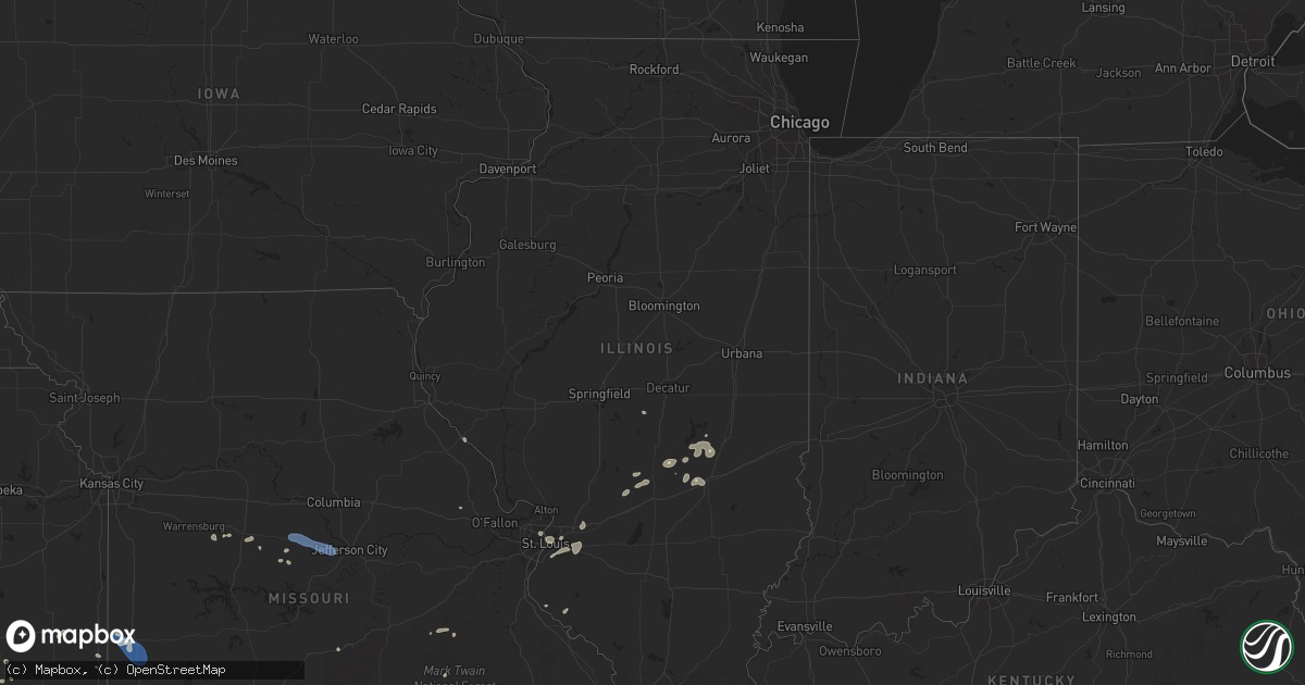Hail map in Illinois on July 6, 2025