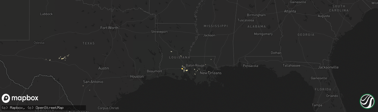 Hail map in Louisiana on July 6, 2025