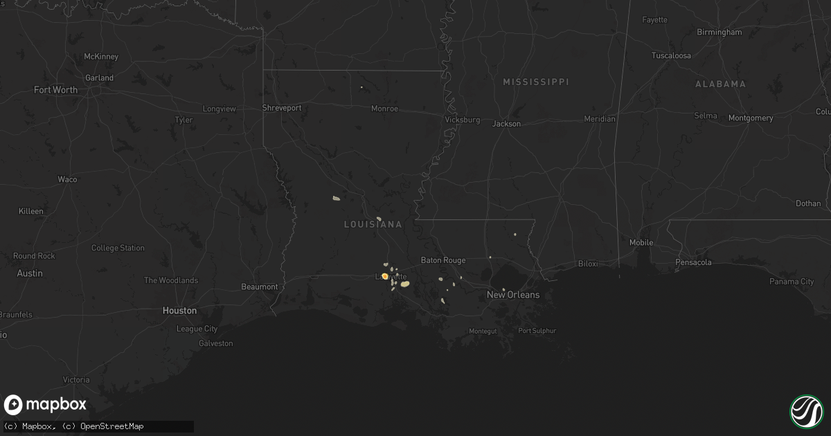 Hail map in Louisiana on July 6, 2025