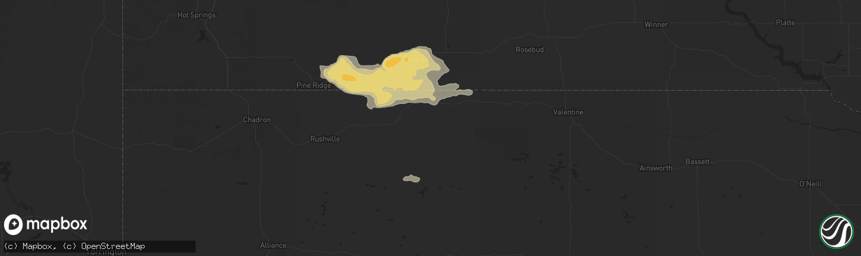 Hail map in Merriman, NE on July 6, 2025