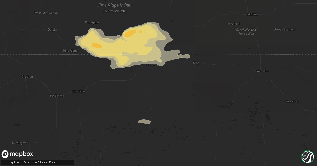 Hail map in Merriman, NE on July 6, 2025