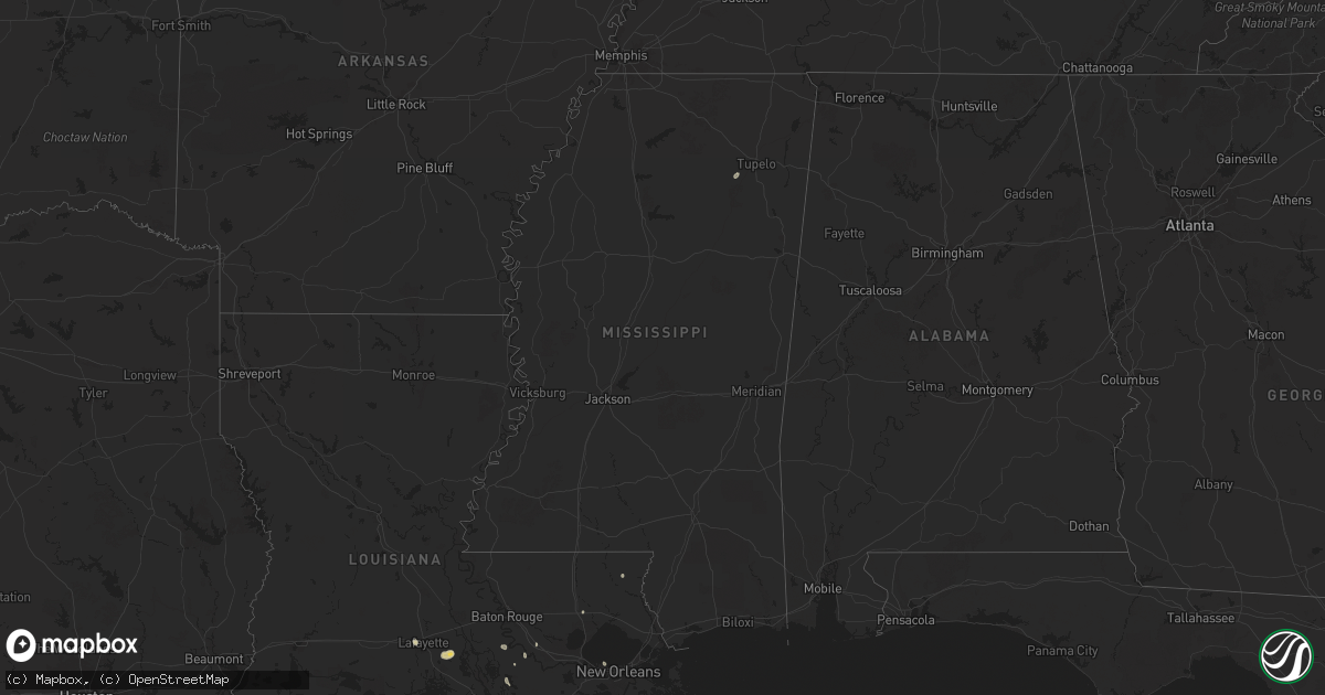 Hail map in Mississippi on July 6, 2025